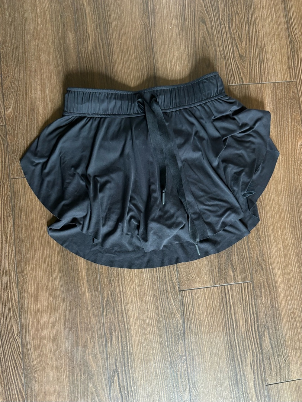 Free People Black Flared Skater Skirt with Drawstring Waist